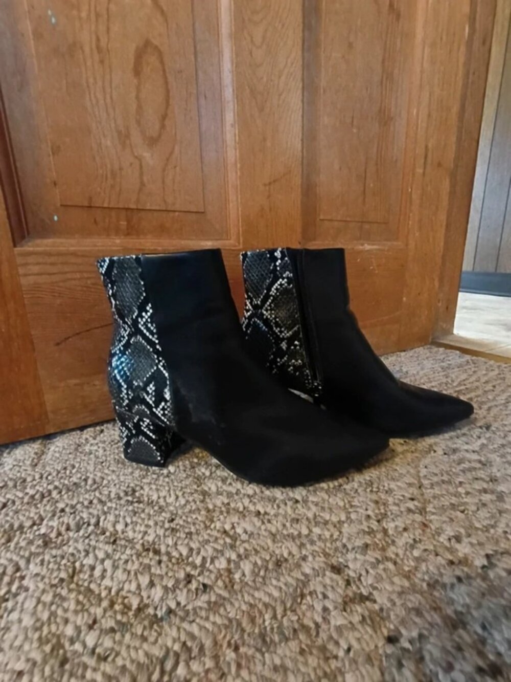 Black Boots with snakeskin design